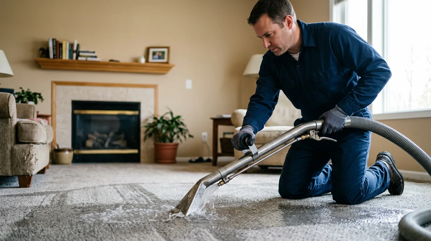 Water damage restoration technician working near Southwick, MA